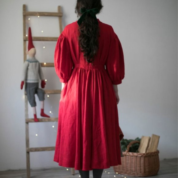 Little Women Atelier Meg Dress 3/4 Length Sleeve in White - Picture 6 of 15